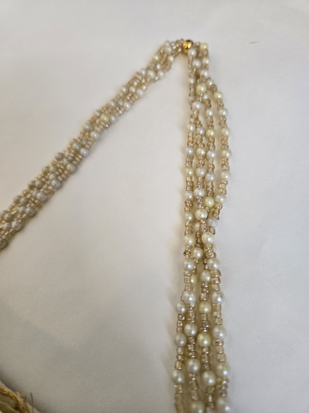 Beautifully Embroidered Delicate Ivory & Gold Evening Bag with Pearl Handle - Picture 3 of 7